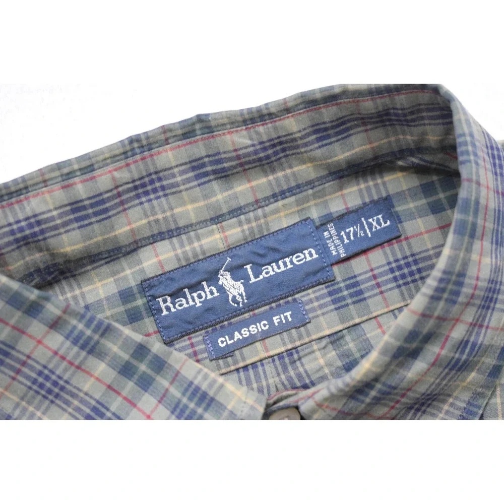 Polo Ralph Lauren Dress Shirt Classic Fit Plaid Long Sleeve Mens Size 17.5 XL - Picture 7 of 8